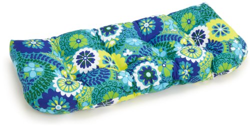 Blazing Needles Outdoor Spun Poly 19-Inch by 42-Inch by 5-Inch All Weather UV Resistant Love Seat Cushion, Luxury Azure