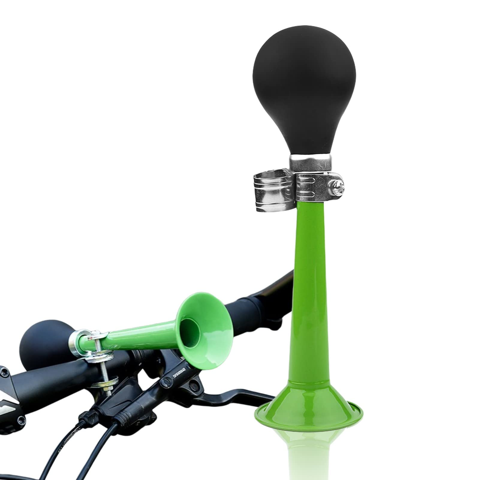 Bike Air Horn Bicycle Cycling Retro Chrome Metal Hooter Loud Bell Bugle Trumpet Alarm Rubber Squeeze Bulb, 8.46 Inch(Green)