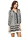 Floerns Women's Boho V Neck Vintage Print Dress Black L