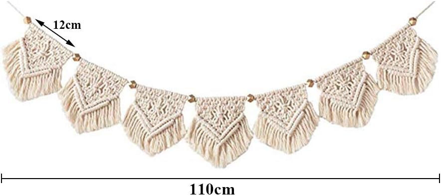 FOCCTS Wall Hanging Tapestry Bohemian Macrame Woven Handmade Cotton Rope Home Decor Craft Christmas Birthday Presents, 110 x 20cm - Image 3