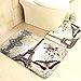 Tezoo Rug Mat Carpet Sets, Paris Eiffel Tower Home Bathroom Contour Rugs Combo, Set of 2 Soft Non Slip Bath Shower Mat and U-Shaped Toilet Floor Rug 17.7 x 29.5 inch; 15.7 x 17.7 inch