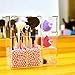 Lonkiktik Clear Acrylic Covered Makeup Brush Holder with Dustproof Lid, 3 Drawers, Pearls Beads for Cosmetics Brushes Storage (Pink)