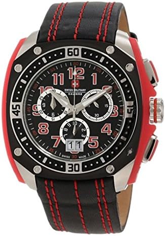 Swiss Military Calibre Men's 06-4F1-04-004 Flames Red &amp; Black Chronograph Leather Watch