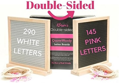 Felt Board Double Side With Letters. Gray and black felt board with letters. Felt letter board 10X10 with stand. Pink and white letters. Perfect as a signboard for love messages, mantras