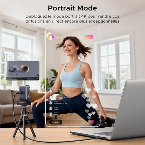 FineCam Pro 4K Webcam 30FPS PC Capteur 1/2" AI Contrôle Gestuel