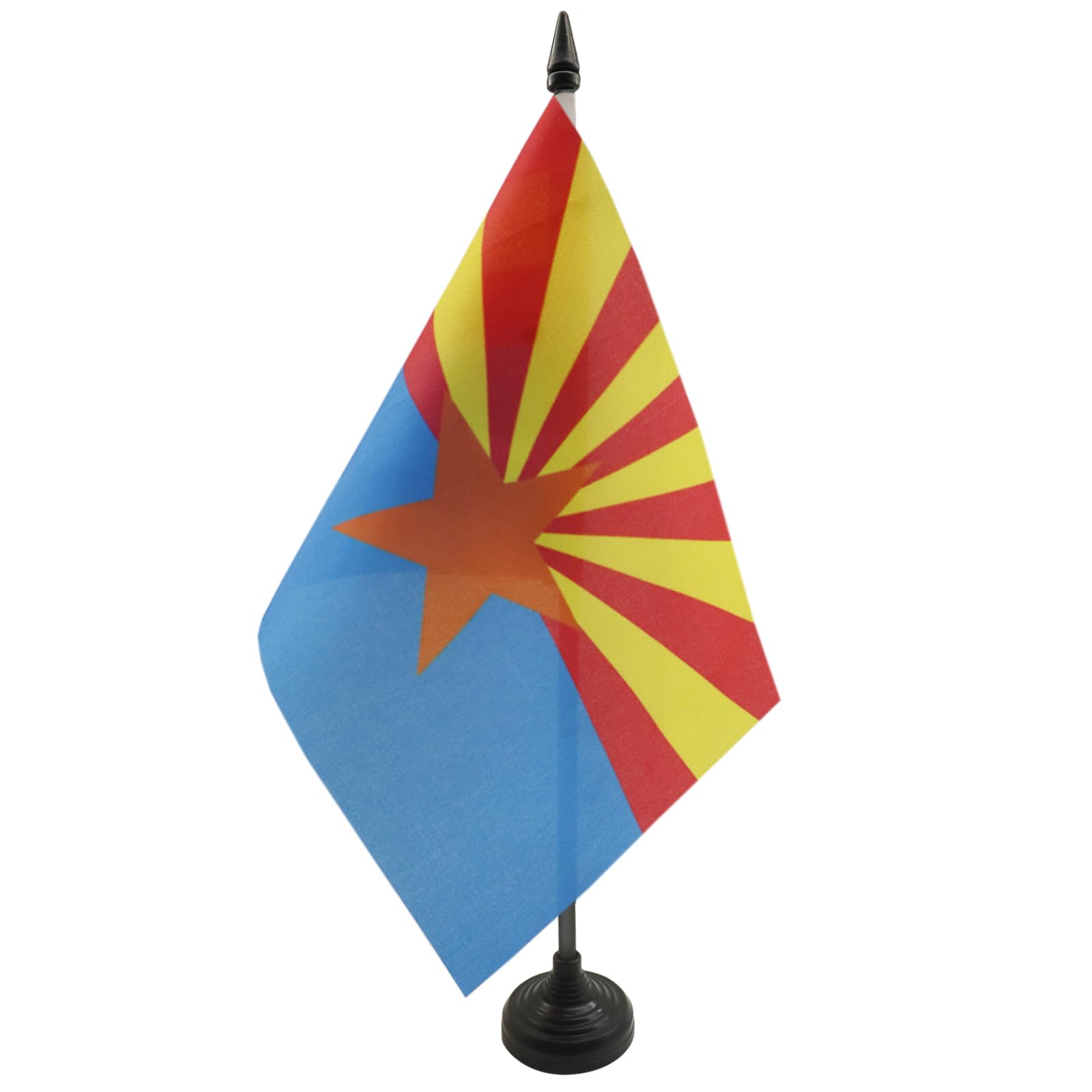 AZ FLAG Arizona Table Flag 5'' x 8'' - US state of Arizona Office Decoration 100% Polyester 21 x 14 cm - Mini Desk Flag with Pole and Black Plastic Base
