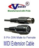 3 PCS / PACK, MIDI Extension Cable, MIDI 5-Pin Male to Female, (Cable - Black or Beige Color) 10 Ft