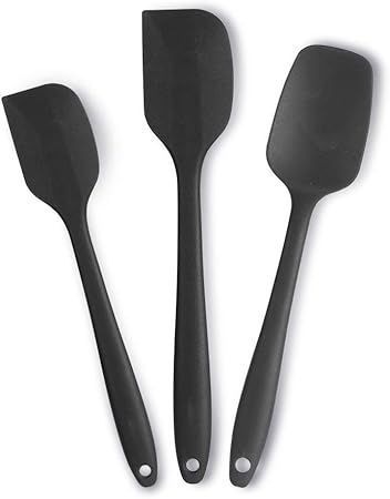 Idealhouse Ustensiles De Cuisine Spatules En Silicone Resistant A La Chaleur Spatule 3 Noir Amazon Fr Cuisine Maison
