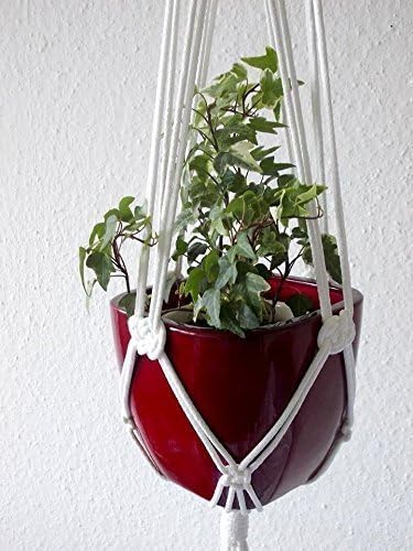 Cotton Modern Macrame plant hanger- Natural white cord