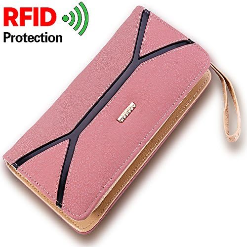 Women's Leather Trifold Wristlet Clutch Wallet Card Holder With Strap Organizer Karni
