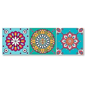 3 Piece Canvas Wall Art-National Pattern-Canvas Prints Home Artwork Decoration for Living Room,Bedroom - 12"x12"x3 Panels