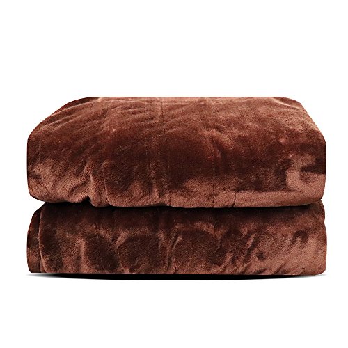 Heated Blanket, 100% Luxurious Supersoft Flannel, Electric Heating Bed Toppers with EasySet Control and Timer, Fast Heating Technology, Ultra-Fresh Anti-bacteria Extra Comfort, Coffee (QUEEN Size)