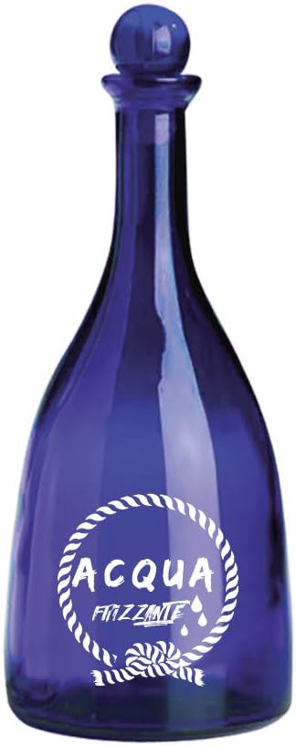 Bottiglia Vetro Blu 750ml Con Tappo Legno - Bottiglia Solarizzata Per Acqua E Bevande - Foto 6