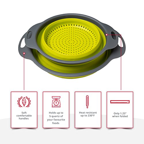image for Colander Set - 2 Collapsible Colanders (Strainers) Set By Comfify - In