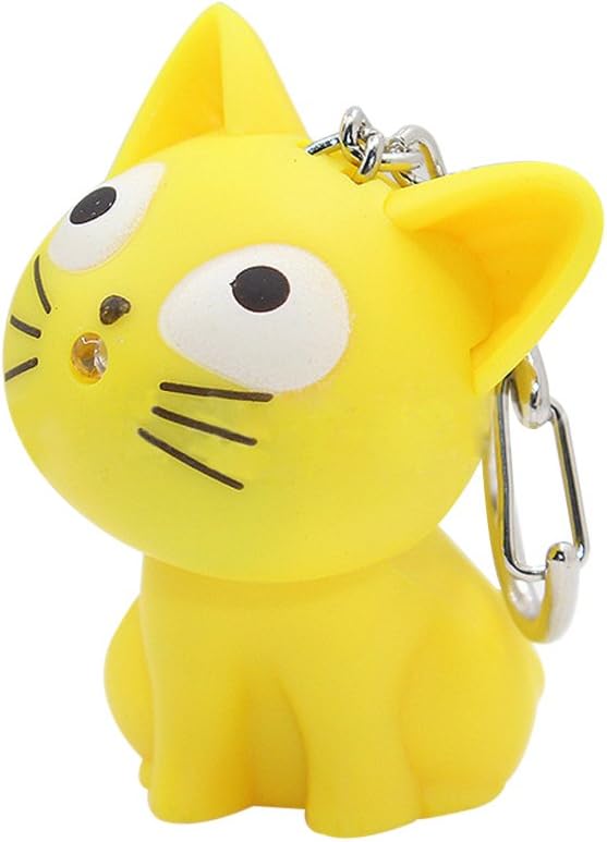 Profusion Circle Cute Cartoon Animals LED Torch Keyring with Sound Keychain Party Favors Fun Toy for Kids Adults Gift