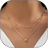 Stringex Trendy 14k Gold Layered Necklace Set for Women Charm Stackable Beaded Chain Choker Necklaces Silver Link Necklaces Jewelry Accessories