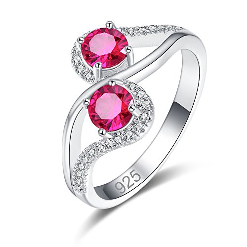 Veunora Ladies' 925 Sterling Silver Created 6mm Ruby Spinel Filled Forever Love Twist Ring Size 9