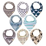 Baby bandana drool bibs by Gift it! Unisex 8-Pack Baby Shower Gift Set for Drooling and Teething, 100% Organic Cotton, Soft and Absorbent, “Antler feather” - for Boys and Girls By Gift it!