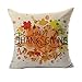 4TH Emotion Happy Thanksgiving Autumn Leaves Fall Home Decor Design Throw Pillow Cover Pillow Case 18 x 18 Inch Cotton Linen for Sofa