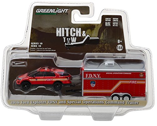 2016 Ford Explorer Official Fire Department NYC, Red - Greenlight 32100D - 1/64 Scale Diecast Model Toy Car