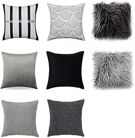 Amazon Co Jp クッションカバー クッション インテリア モノトーン ファー 布 カワイイ シック おしゃれ リビング 英字 無地 洗える 正方形 北欧風 ファーダークグレー ホーム キッチン