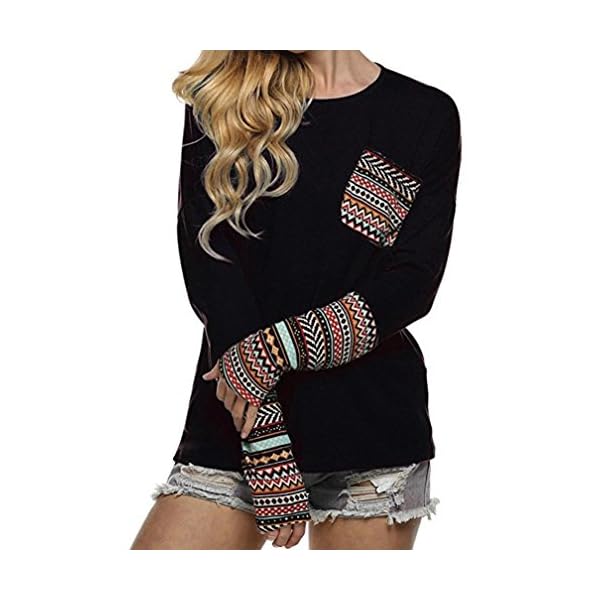 SHOBDW Separación 2020 Moda Mujer Camiseta Manga Larga Labor De Retazos Blusa Tops Cuello Redondo Suelto Primavera Y… | DeHippies.com
