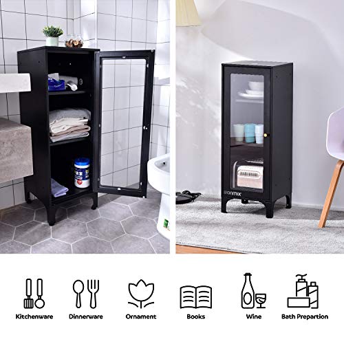 IRONMIX Home Storage with 2 Adjustable Shelves1 Acrylic Door with Alloy Handle