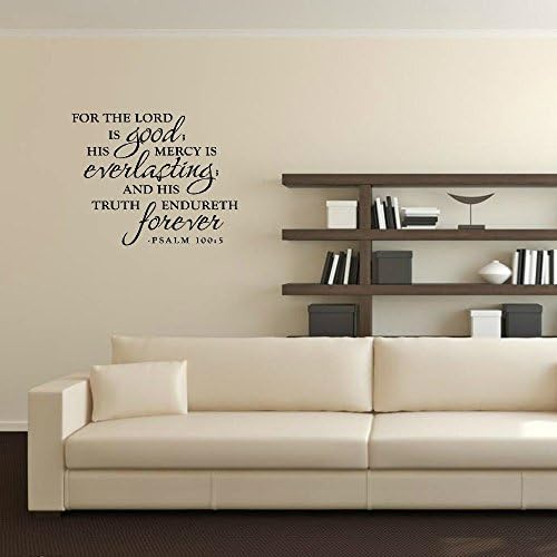 SDFSA Removal Wall Quote The Lord is Good, Psalm 100:5 Inspirational Family Words Quote Vinyl Family Wall Sticker Wall Decal Family Room Art Decoration