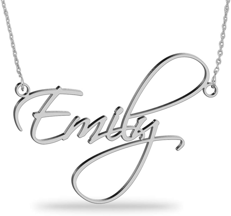 JOELLE JEWELRYCustom Name Necklace 18K Gold Plated Sterling Silver Personalized Script Nameplate Jewelry Gift for Women