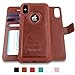 AMOVO Case for iPhone Xs/iPhone X (5.8’’) [2 in 1] iPhone Xs Wallet Case [Detachable Folio] [Vegan Leather] [Wrist Strap] iPhone X Flip Case with Gift Box Package (X/XS (5.8'') Brown)