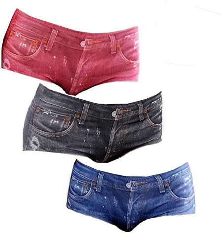 Underwear for Women , Jeans Pattern / Pants / Shorts 3 Pack by Bolesi Microfiber Hi-Cut