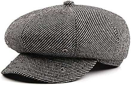 LANLEO Men's Herringbone Wool Tweed Gatsby Newsboy Hat Flat Lvy Cabbie Driving Golf Cap