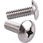 KOSJETHAS #6-32 x 1/4" Truss Head Phillips Machine Screws, 304 Stainless Steel 18-8, UNC Full Machine Thread, Bright Finish, 