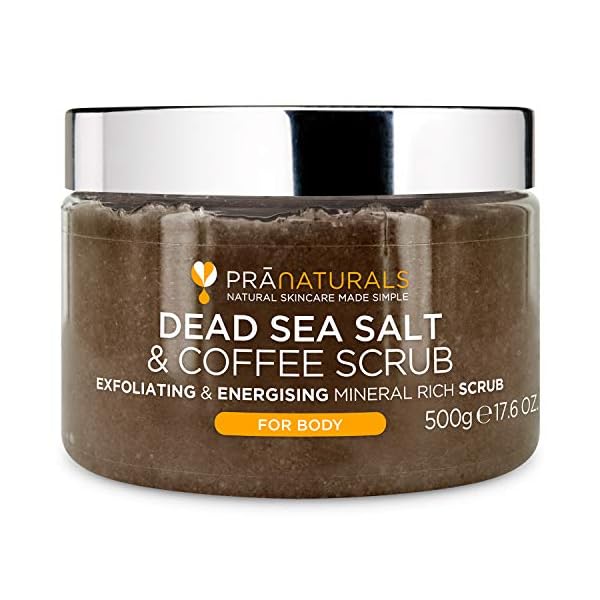 PraNaturals Dead Sea Salt & Coffee Body Scrub 500g - Natural formula, Exfoliating, Nourishing & Hydrating, Made with…
