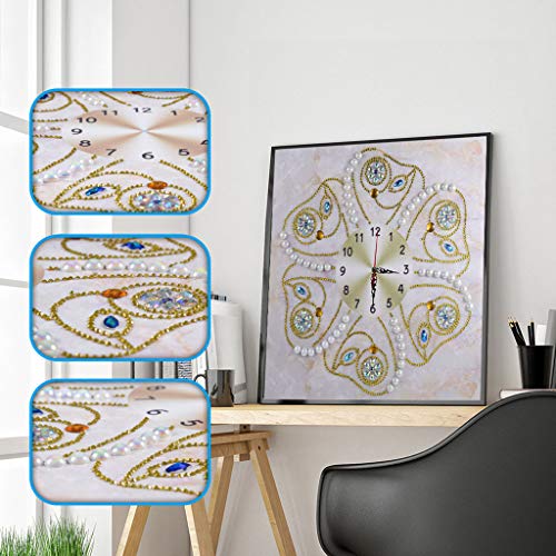 Auwer Embroidery Painting Kits,5D Special Diamond-Shaped Embroidery Wall Clock DIY Painting Diamond Cross Stitc,Mosaic Making Supplies,Multicolor,2019