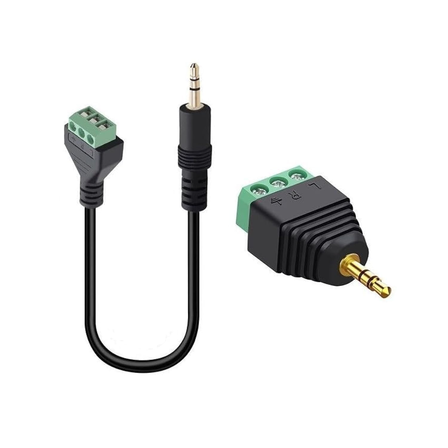 Switian 3.5mm Male to 3-Pin Female Screw Terminal Block Adapter Cable (1/8 Inch Stereo Audio, 3-Pole TRS) - 1 Piece