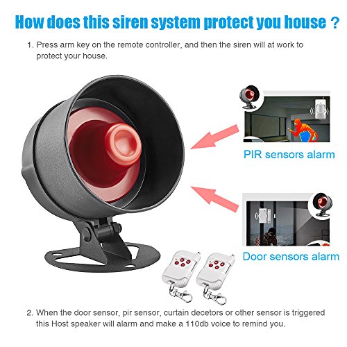 KERUI-Standalone-Home-Office-Shop-Security-Alarm-System-Kit-Wireless-Loud-Indoor-Outdoor-Weatherproof-Strobe-Siren-Horn-with-Remote-Control-and-Door-Contact-SensorMotion-SensorUp-to-110db