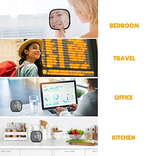 GLOUE Travel Alarm Clock Small Bedside Digital Alarm Clock Dimmable Kitchen LED Alarm