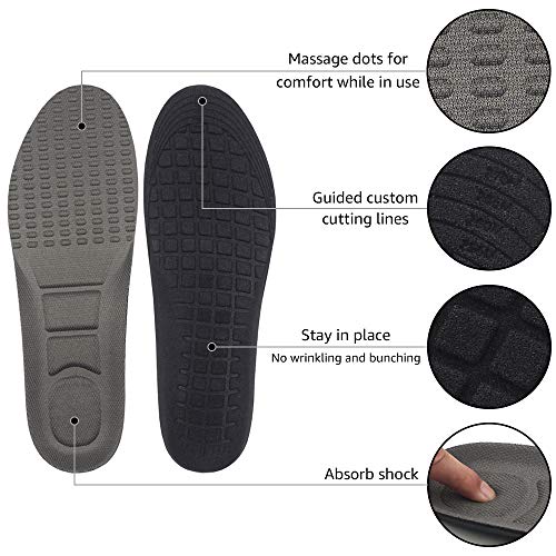 Beautulip Replacement Insole Foam Lightweight Innersole Comfort Sport Shoe Inserts Breathable Shock Absorption (Large - Women\'s 8-11 / Men\'s 7-10)
