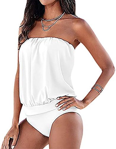 BKNY, Women's One Piece Strapless Draped Tunic Solid Color Monokini, White XXL (Manufacturer size XXXL)
