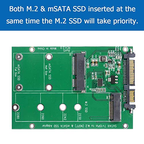 GODSHARK 2-in-1 M.2 NGFF or mSATA SSD to SATA 3.0 Adapter Converter Card, Support Mini SATA Hard Drive or M.2 B Key HDD