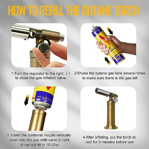 ravs Refillable Butane Torch lighter, Pure Copper Kitchen Torches with