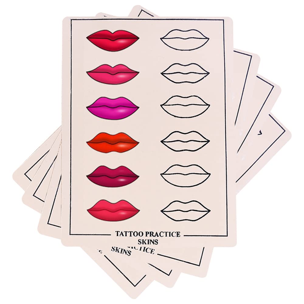 4 Pcs Lip Tattoo Skin Durable Makeup Lips Tattoo Latex Sheet Light Brown Microblading Practice Supplies Suitable for Beauty Students to Practice Makeup