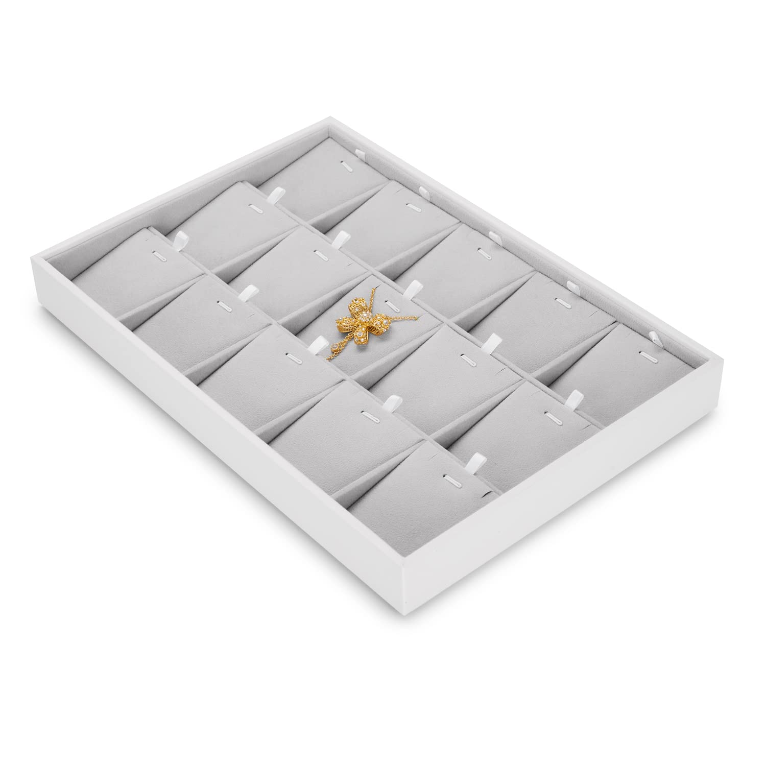 Oirlv Stackable Pendant Display Tray Removable 15 Grids Jewellery Drawer Organizer Showcase Display Trays Holder For Women Earrings/Ear nail Big Pendant