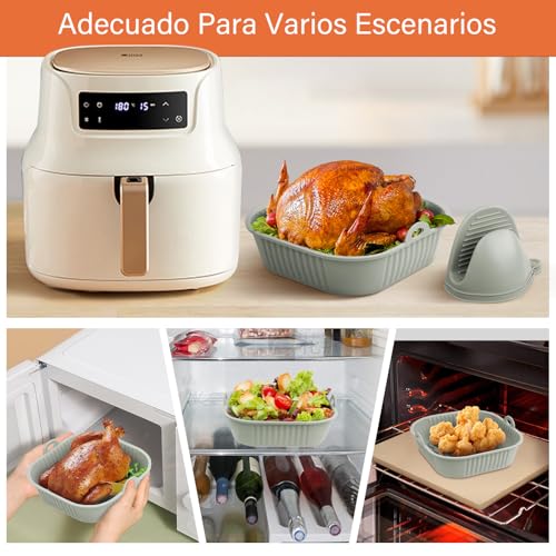 GALASALA Silicona para Freidora de Aire 6 Pcs, Moldes para Freidora Aire | Accesorios para Freidora de Aire Set Completo con Silicon, Brocha, Guantes y Pinzas para Cocina con Freidora Eléctrica