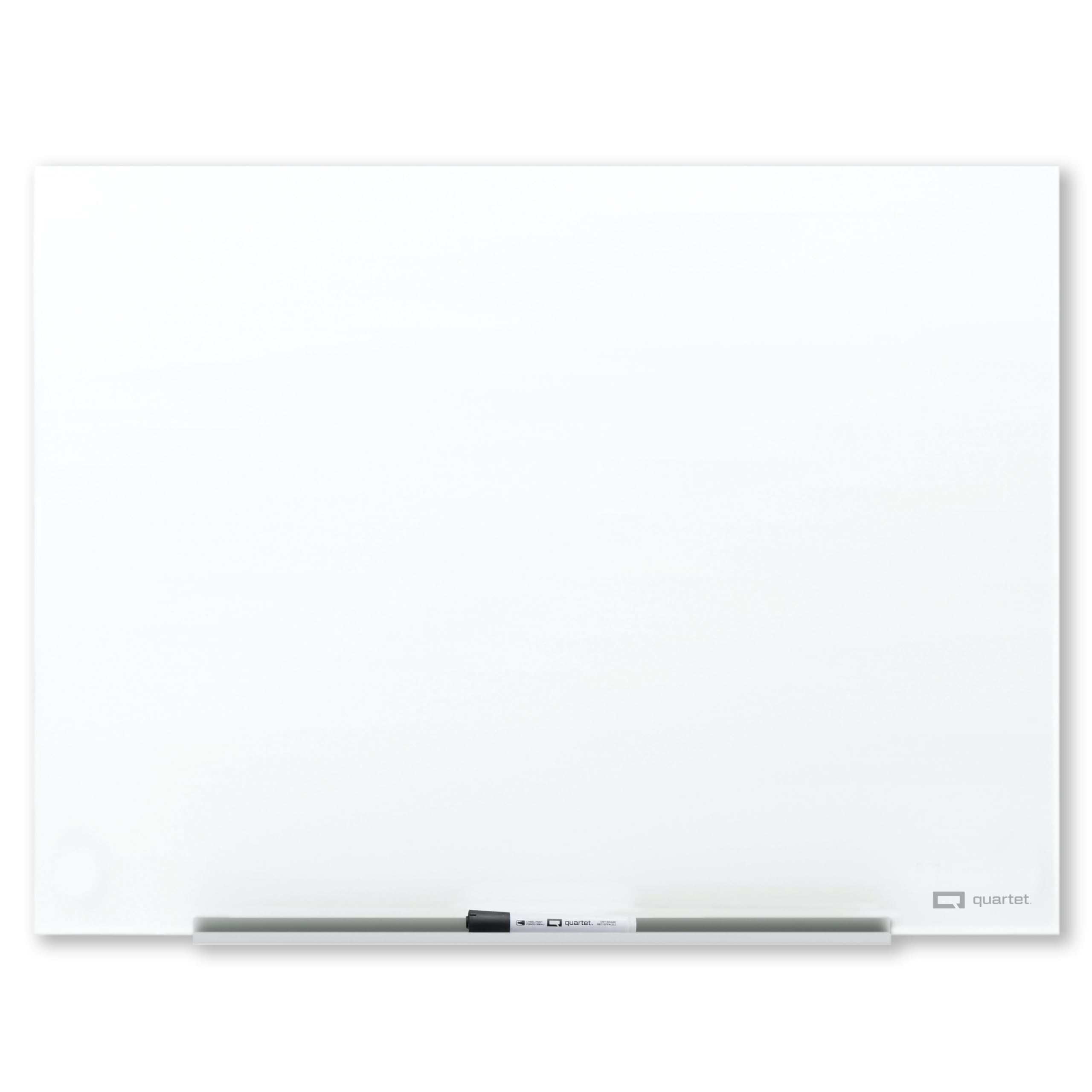 Photo 1 of Quartet Magnetic Glass Dry Erase White Board, 4' x 3' Anti-Glare Whiteboard for Wall, InvisaMount Frameless, White (Q014735F01IMW)