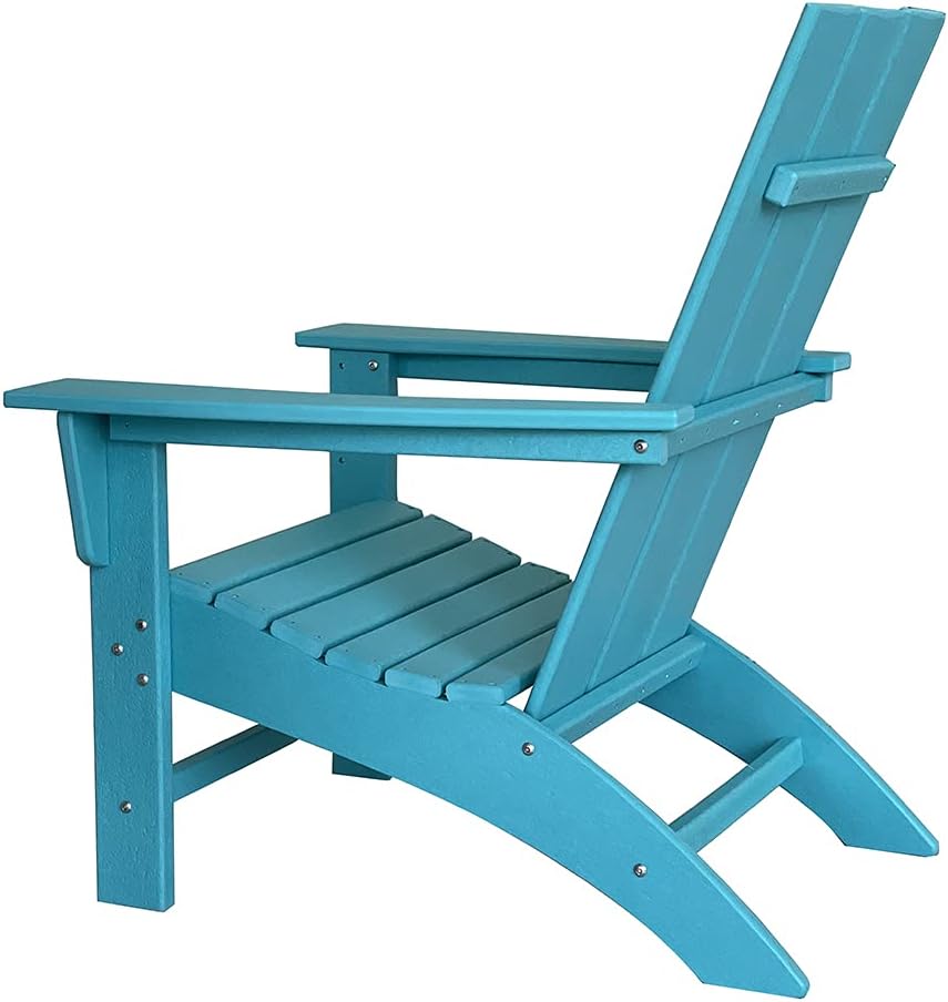 POLYKOM Adirondack Chair Plastic Lounge Outdoor for Patio Porch Backyard Lawn Furniture Chairs with Weather Resistant (Aruba Blue): Kitchen & Dining