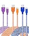 OKRAY 3 Pack Micro USB Cable Android Charger 10Ft Braided Tangle-Free Micro USB 2.0 Charging Cable Sync Cord Compatible with Galaxy S7 S6 Edge J7, HTC, LG G3 G4, Sony, Nokia (Blue Orange Purple)