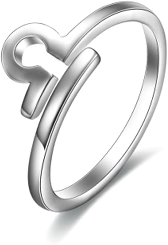 Sewanz Women's Simple Sterling Silver Finger Rings, Constellation LIBRA Opening Filigree Nail Ring,Jewelry Accessories
