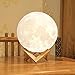 KUNGKEN Rechargeable 3D Printing Moon Lamp Premium Touch Control Luna Night Light Dimmable 2 Colors LED Mood Lamp with Magnetic Wooden Mount 3.15IN